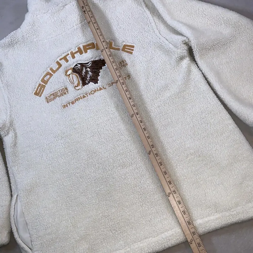 Vintage SOUTHPOLE Sweater Men Large White 1/4 Zip Pullover HipHop Y2K Sherpa 90s